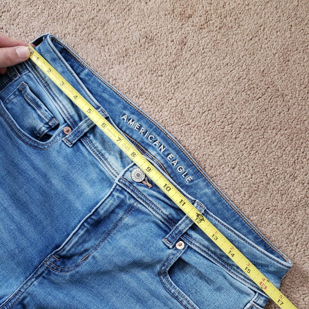 American Eagle Kick Boot Jeans Next Level Stretch Med Wash Flare Size 10 Reg Y2k - Picture 6 of 11
